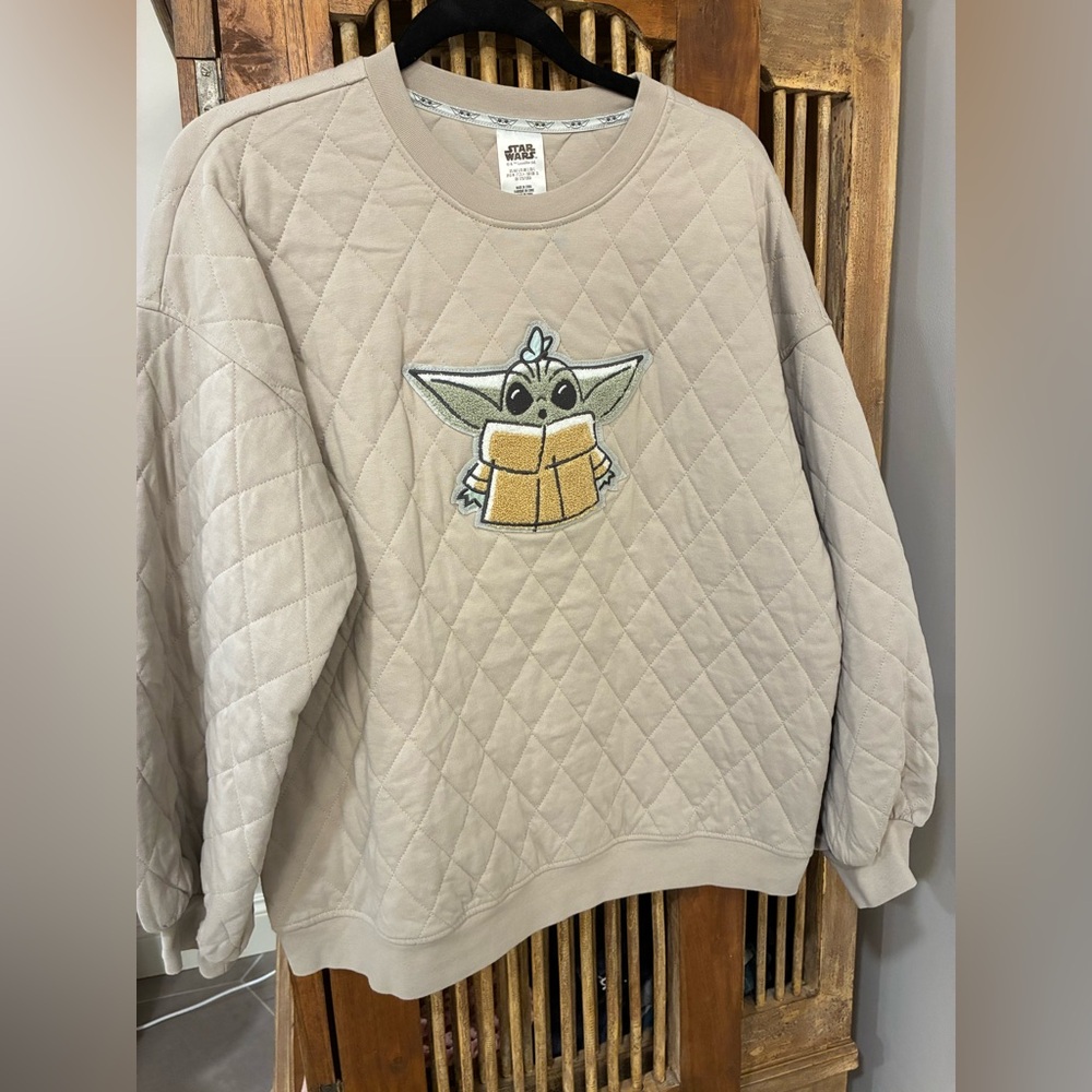 Disney Star Wars Tan Quilted Sweatshirt with Baby Yoda